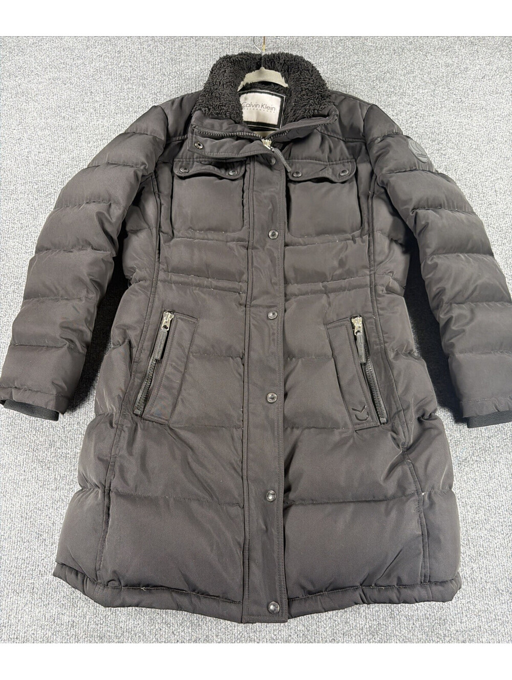 Calvin Klein Quilted Down Puffer Coat Faux-Sherpa Lined- Women's Medium